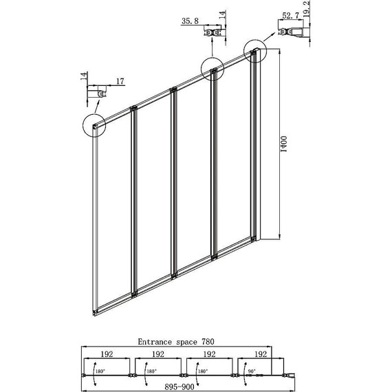 Шторка для ванны Ambassador Bath Screens 900х1400 мм 16041110R R, хром/прозрачное - фото 5