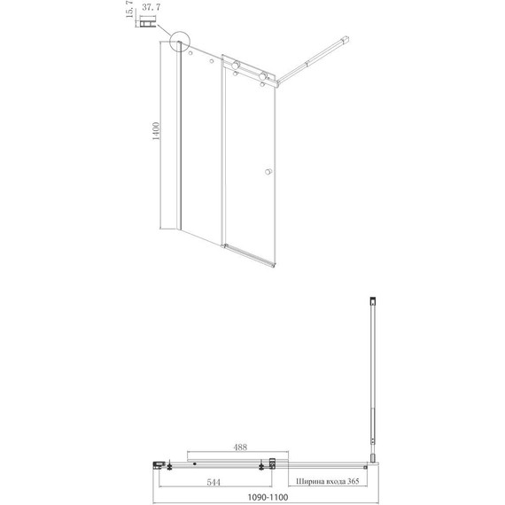 Шторка для ванны Ambassador Bath Screens 1100х1400 мм 16041115, хром/прозрачное - фото 7