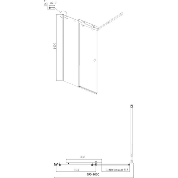 Шторка для ванны Ambassador Bath Screens 1000х1400 мм 16041116, хром/прозрачное - фото 7
