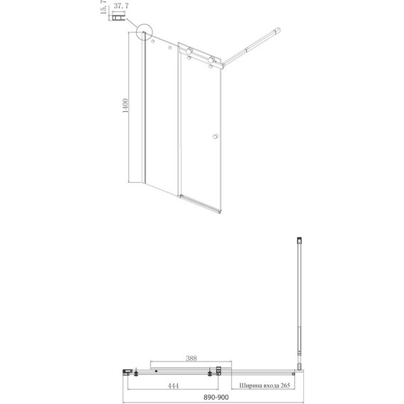 Шторка для ванны Ambassador Bath Screens 900х1400 мм 16041117, хром/прозрачное - фото 7