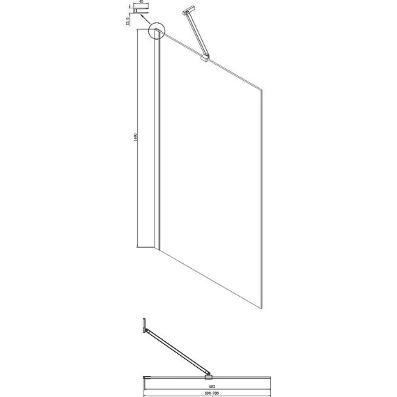 Шторка для ванны Ambassador Bath Screens 700х1400 мм 16041206 с кронштейном, чёрный/прозрачное - фото 5