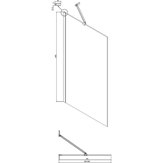 Шторка для ванны Ambassador Bath Screens 800х1400 мм 16041207 с кронштейном, чёрный/прозрачное - фото 5