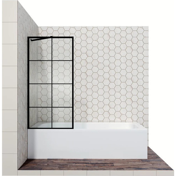 Шторка для ванны Ambassador Bath Screens 700х1400 мм 16041208 с кронштейном, чёрный/прозрачное - фото 
