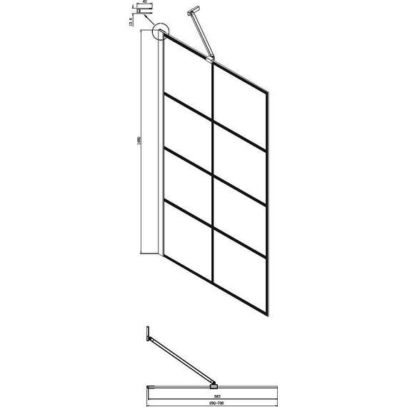 Шторка для ванны Ambassador Bath Screens 700х1400 мм 16041208 с кронштейном, чёрный/прозрачное - фото 5