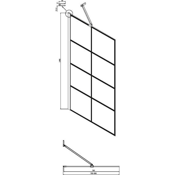 Шторка для ванны Ambassador Bath Screens 800х1400 мм 16041209 с кронштейном, чёрный/прозрачное - фото 5