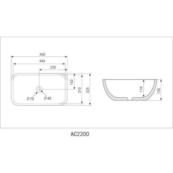Раковина-чаша Abber Rechteck 46 см AC2200MBG, темно-зеленый матовый - фото 5
