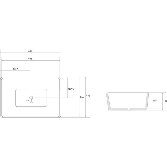 Раковина-чаша Abber Rechteck 48 см AC2212BG, золото матовое/черный - фото 5