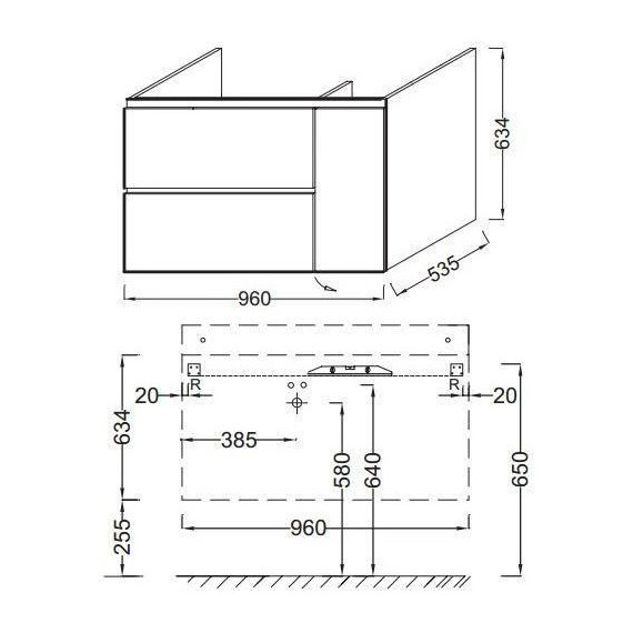 Тумба подвесная с раковиной Jacob Delafon Rythmik 100 см EB1331-E10, квебекский дуб - фото 4
