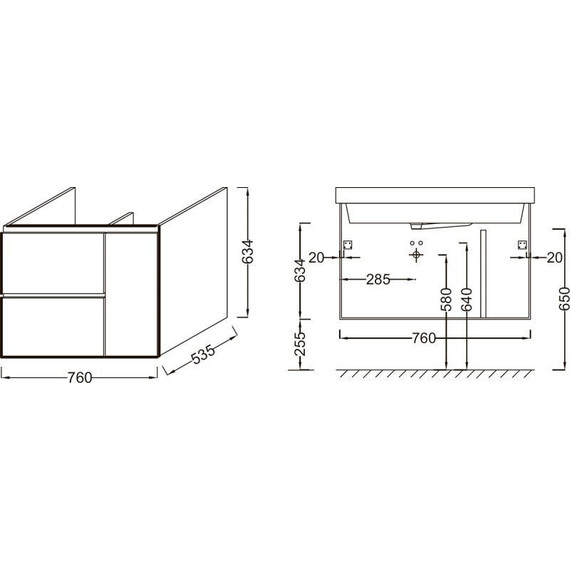 Тумба подвесная с раковиной Jacob Delafon Rythmik 80 см EB1333-E10, квебекский дуб - фото 4