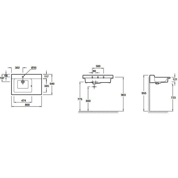 Тумба подвесная с раковиной Jacob Delafon Rythmik 80 см EB1333-E10, квебекский дуб - фото 3