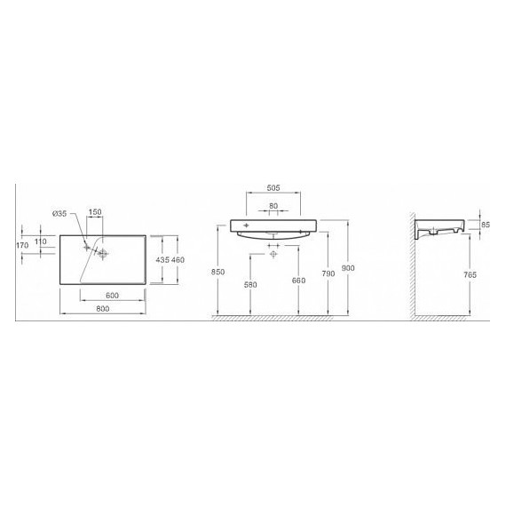 Тумба подвесная с раковиной Jacob Delafon Rythmik 80 см EB1309-E70, арлингтонский дуб - фото 3