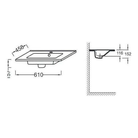 Тумба подвесная с раковиной Jacob Delafon Ola 60 см EB390RU-NR, темный дуб - фото 3