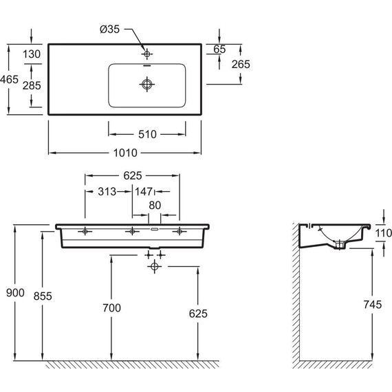 Тумба подвесная с раковиной Jacob Delafon Madeleine 100 см R EB2055-J52, черный глянцевый - фото 7