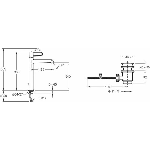 Смеситель для раковины высокий Jacob Delafon Odeon Rive Gauche E21030-00-CP, хром/белый - фото 2