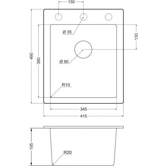 Кухонная мойка Emar EMQ-1415.Q, алмаз, Цвет производителя: алмаз - фото 2