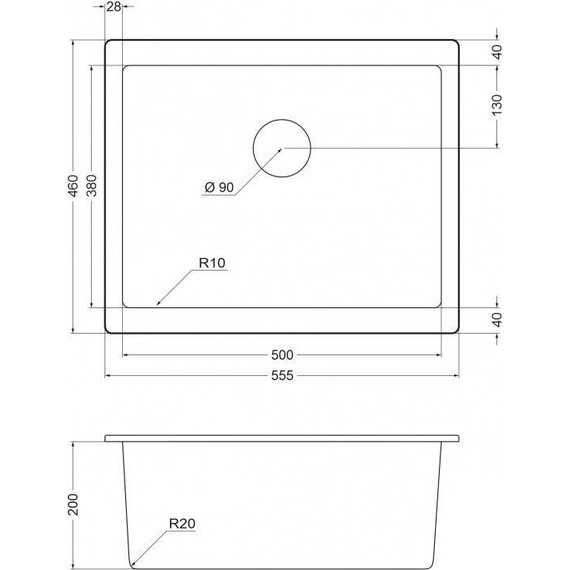 Кухонная мойка Emar EMQ-1555.P, антрацит, Цвет производителя: антрацит - фото 2