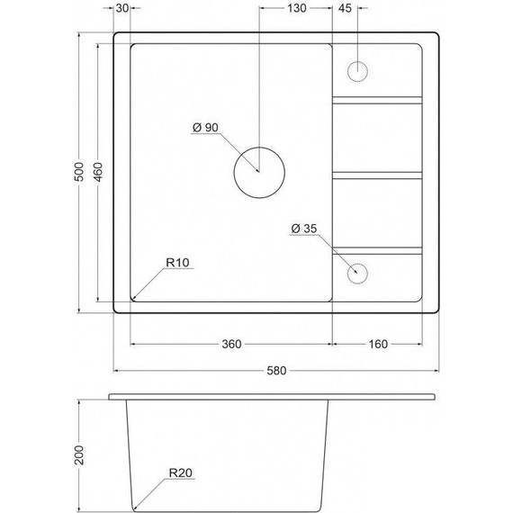 Кухонная мойка Emar EMQ-1580.Q, алмаз, Цвет производителя: алмаз - фото 2