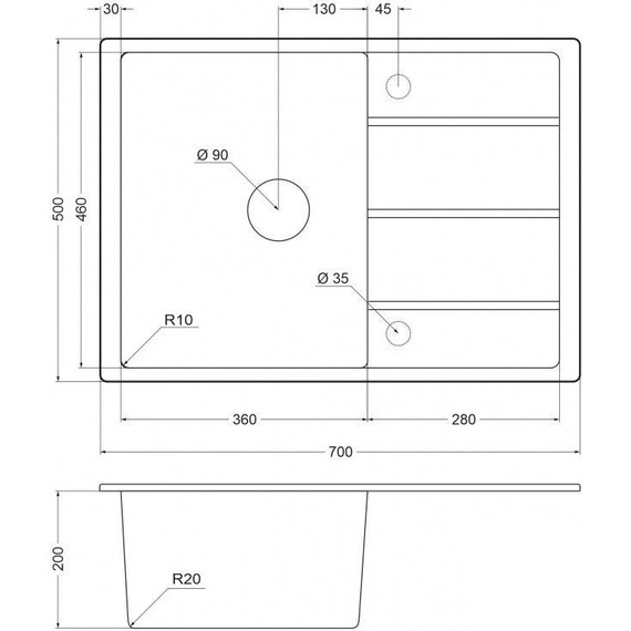 Кухонная мойка Emar EMQ-1700.Q, алмаз, Цвет производителя: алмаз - фото 2