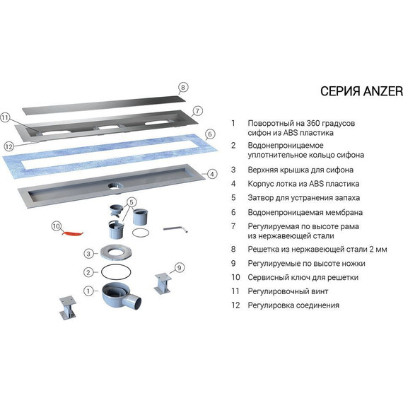 Трап Vincea Say Anzer Duz 80 см SAY.72.2.80.STN, сатин, Цвет производителя: сатин, Размер трапа: 800 - фото 4