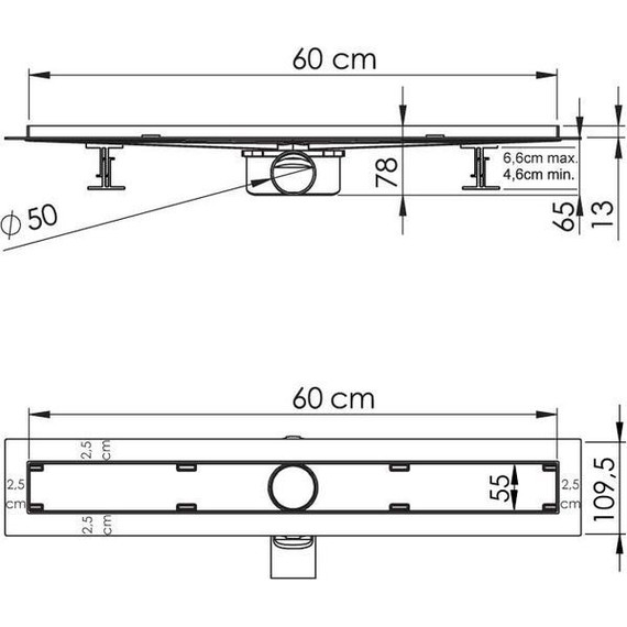 Трап Vincea Say Almira-S 60 см SAY.602.60.S.U (под плитку), Цвет производителя: хром, Размер трапа: 600 - фото 5