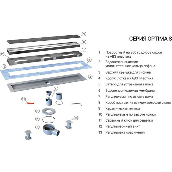 Трап Vincea Say Optima-S 80 см SAY.603.80.S.U (под плитку), Цвет производителя: хром, Размер трапа: 800 - фото, картинка 3 Трап Vincea Say Optima-S 80 см SAY.603.80.S.U (под плитку), Цвет производителя: хром, Размер трапа: 800 - фото 3