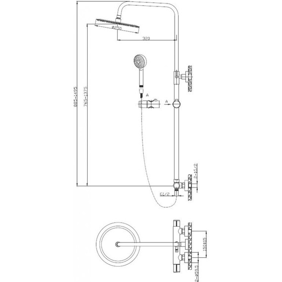 Душевая стойка BelBagno UNO-DOCM-CRM, Цвет производителя: хром - фото, картинка 2 Душевая стойка BelBagno UNO-DOCM-CRM, Цвет производителя: хром - фото 2
