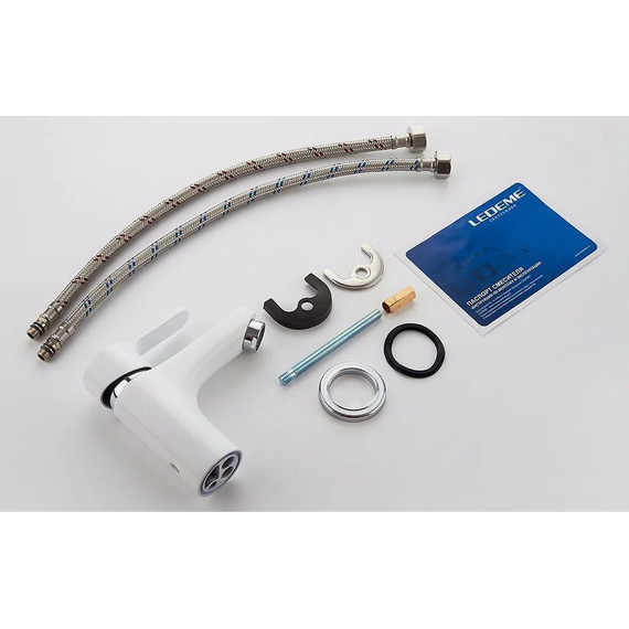 Смеситель для раковины Ledeme L1003W, белый - фото 8