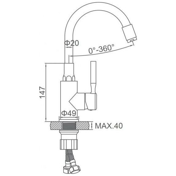 Смеситель для раковины Ledeme L1399-2, хром/чёрный - фото 3