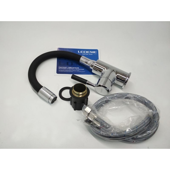 Смеситель для раковины Ledeme L1399-2, хром/чёрный - фото 2