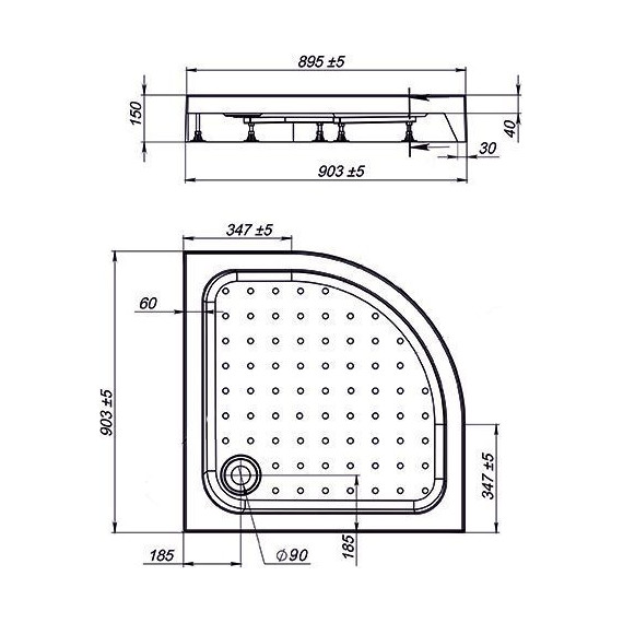 Поддон акриловый Vincea 90х90 см VST-3AQ-9090 - фото 2