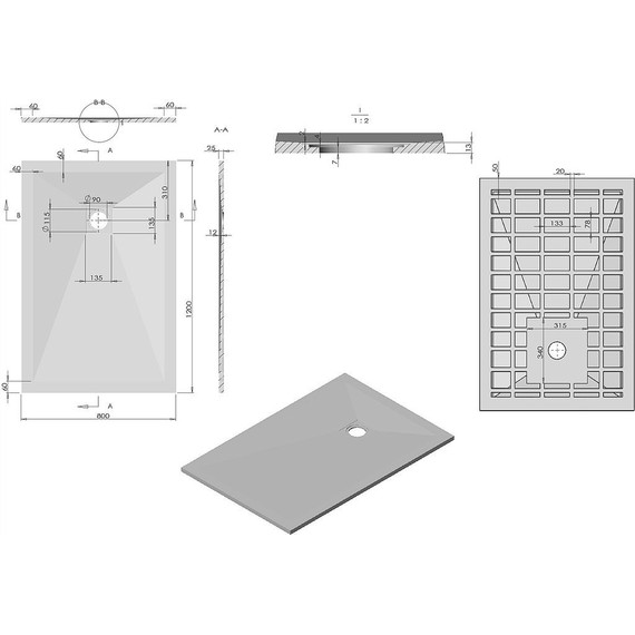 Поддон каменный Vincea 120х80 см VST-4SR8012A, антрацит - фото 5