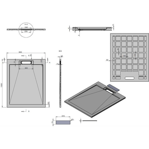 Поддон каменный Vincea 100х80 см VST-4SRL8010A, антрацит - фото 5