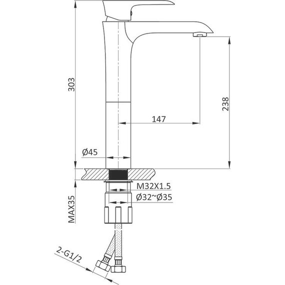 Смеситель для раковины высокий Vincea Esse VBF-1E2MB, черный матовый - фото 3