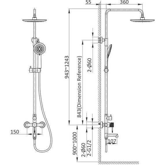 Душевая стойка Vincea Desire VSFS-1D1MB, черный матовый - фото 6