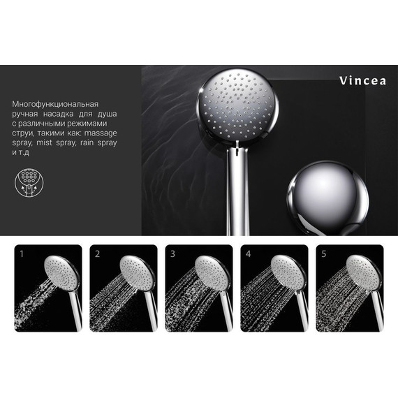 Душевая стойка с термостатом Vincea Esse VSFS-1E0TMB, черный матовый - фото 6