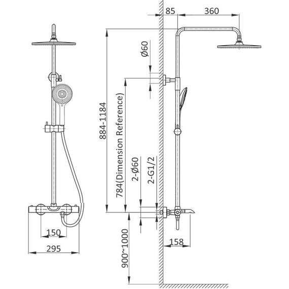 Душевая стойка с термостатом Vincea Esse VSFS-1E1TCH - фото 9