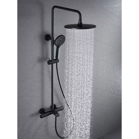 Душевая стойка с термостатом Vincea Esse VSFS-1E1TMB, черный матовый - фото 3