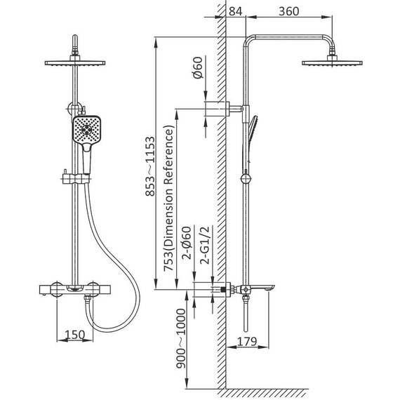 Душевая стойка с термостатом Vincea Next VSFS-1N1TCH - фото 10