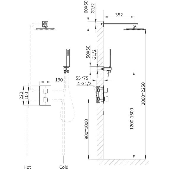 Душевая система для душа с термостатом Vincea VSFW-102TCH - фото 8