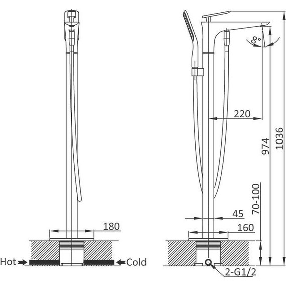 Смеситель для ванны Vincea VTF-102CH - фото 11