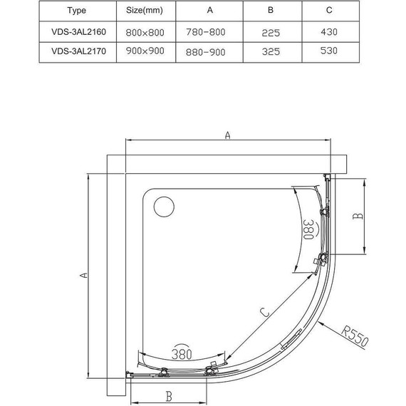 Душевое ограждение Vincea Alpha 90x90 см VSQ-3AL900MT, хром/текстурное - фото 9