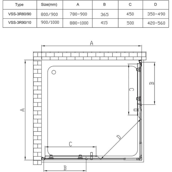 Душевое ограждение Vincea Rapid 90-100x90-100 см VSS-3R90/10MT, хром/текстурное - фото 10