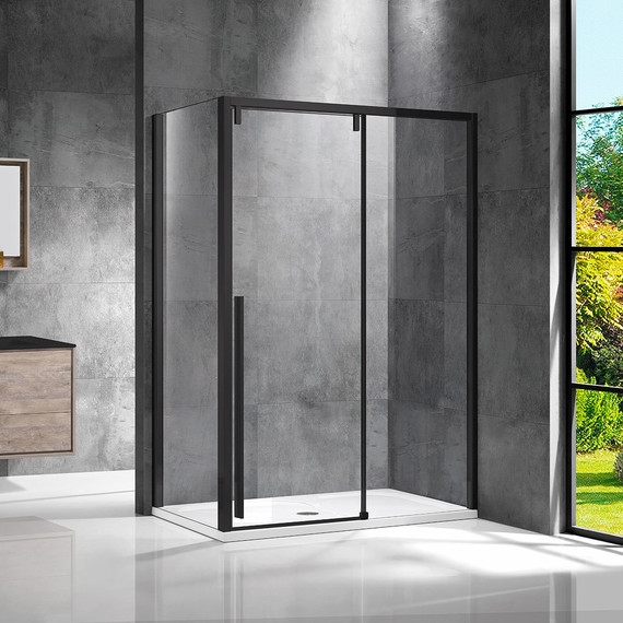 Душевое ограждение Vincea Lugano 130x100 см VSR-1L1013CLB-1 (стекло 8 мм), черный/прозрачное - фото 
