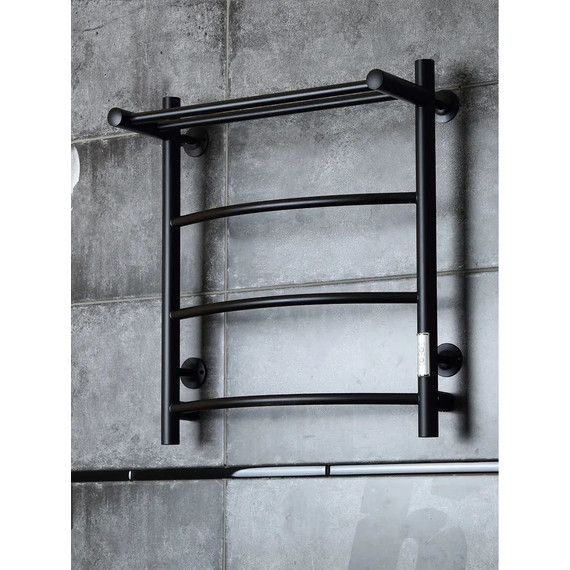 Полотенцесушитель электрический Тругор Пэк сп 6 ВГП с полкой П4 500х600 мм, чёрный (возможность скрытого подключения) 00-00042763 - фото 2