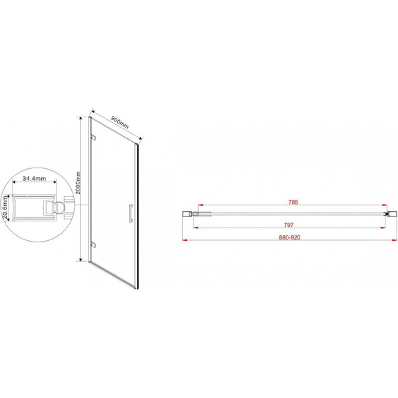 Душевая дверь Vincea Flex 90 см VDP-1F900CL (стекло 8 мм), хром/прозрачное - фото 6