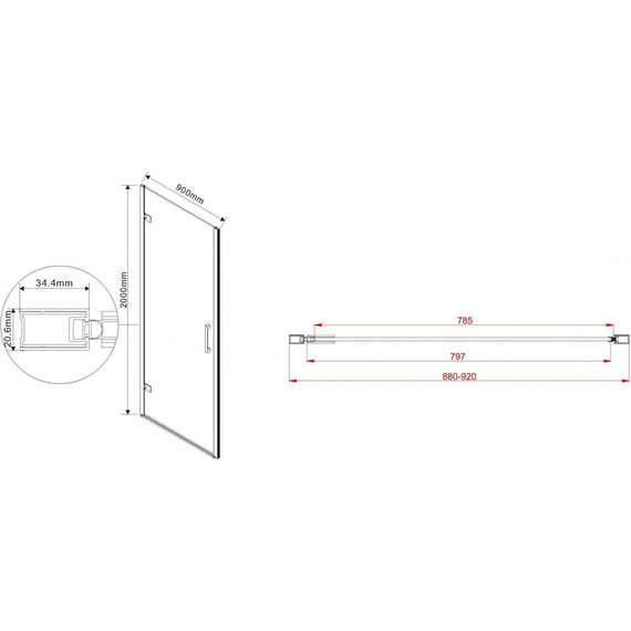 Душевая дверь Vincea Flex 90 см VDP-1F900CG (стекло 8 мм), хром/тонированное - фото 6