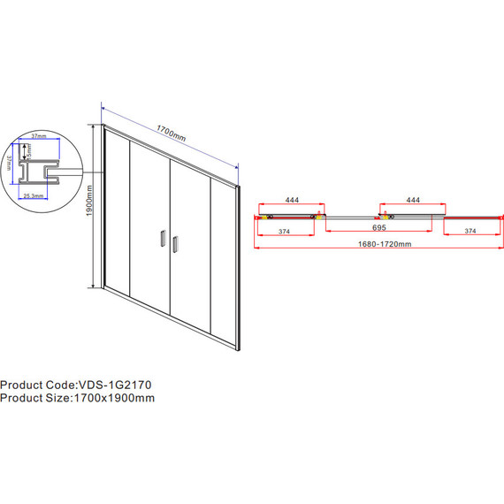 Душевая дверь Vincea Garda 170 см VDS-1G2170CL, хром/прозрачное - фото 6