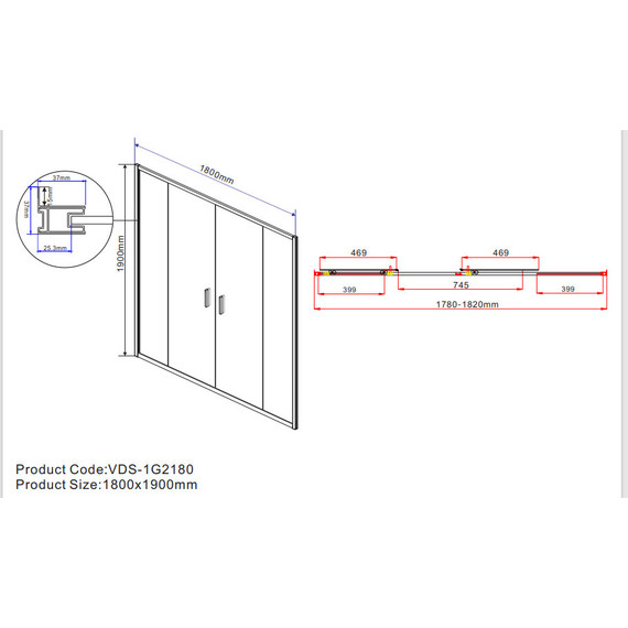 Душевая дверь Vincea Garda 180 см VDS-1G2180CL, хром/прозрачное - фото 6