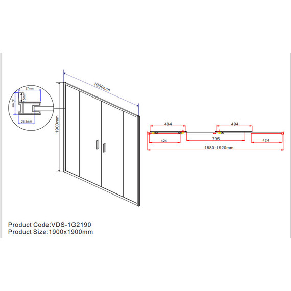 Душевая дверь Vincea Garda 190 см VDS-1G2190CL, хром/прозрачное - фото 6