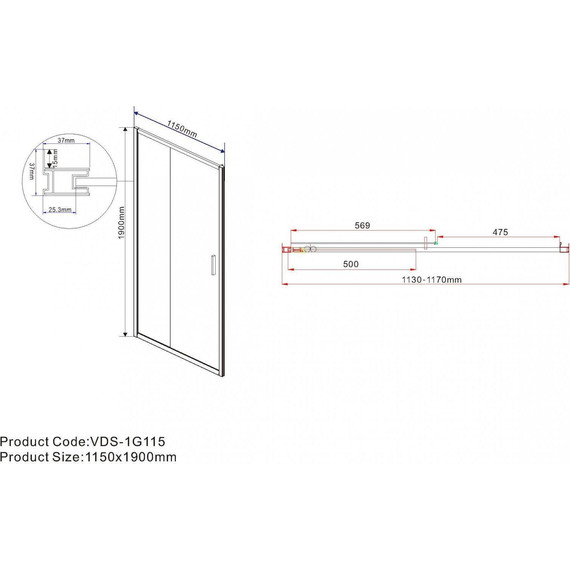Душевая дверь Vincea Garda 115 см VDS-1G115CH, хром/шиншилла - фото 6